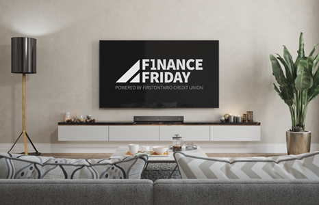 Finance Friday on television in living room